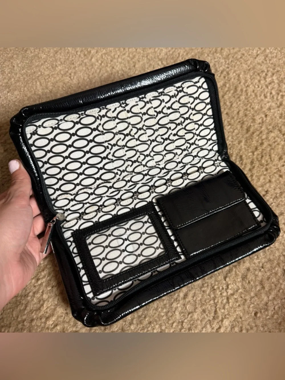Hobo Wallet Patent Leather Black Wristlet